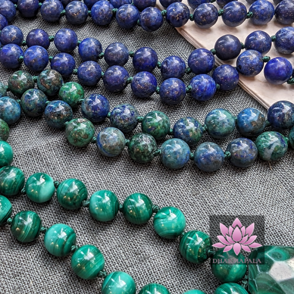 ~ Seelendeuter-Mala ~ Malachit, Lapislazuli & Chrysokoll